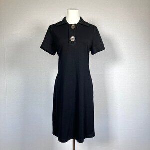 CHICOS Short Sleeve Button Detail Vintage Look Shirt Dress Size 0 Black